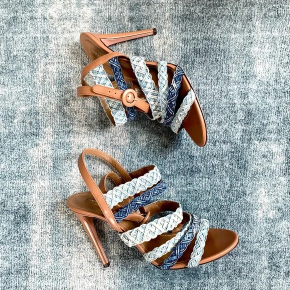 Aquazzura Braided Denim Tyra Heels - Picture 3 of 9